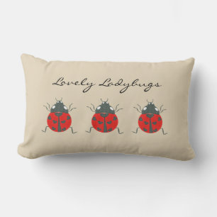 Ladybugs   Lovely Trio of Ladybugs Lumbar Pillow Lendenkissen