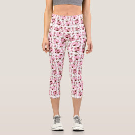Ladybugs-Muster, Niedliche Ladybugs, rosa Ladybugs Capri Leggings