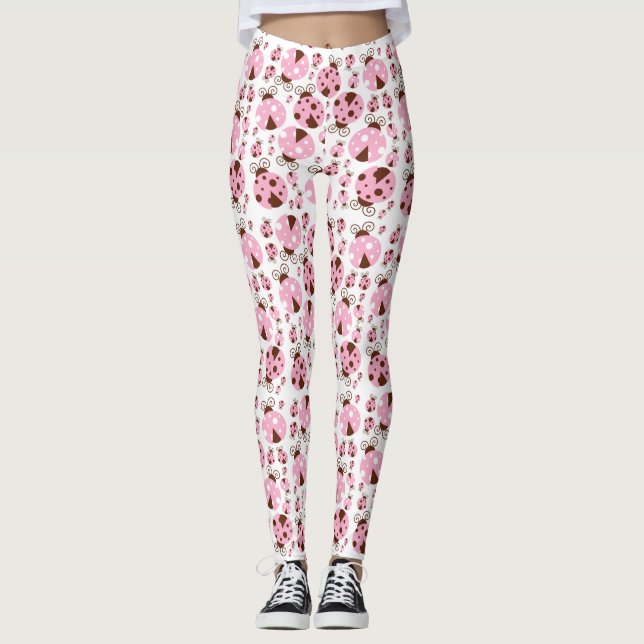 Ladybugs-Muster, Niedliche Ladybugs, rosa Ladybugs Leggings (Vorderseite)