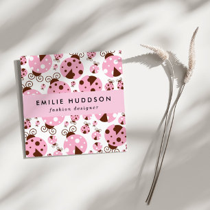 Ladybugs-Muster, Niedliche Ladybugs, rosa Ladybugs Quadratische Visitenkarte