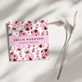 Ladybugs-Muster, Niedliche Ladybugs, rosa Ladybugs Quadratische Visitenkarte