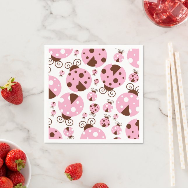 Ladybugs-Muster, Niedliche Ladybugs, rosa Ladybugs Serviette (Beispiel)