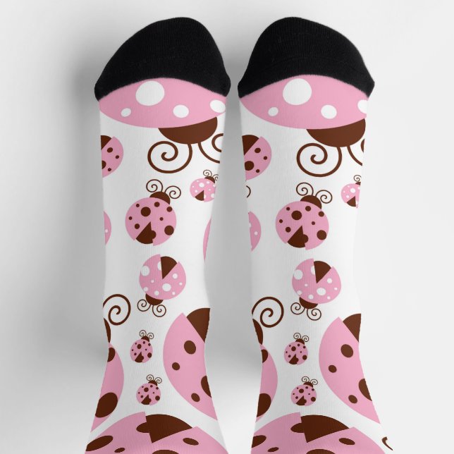 Ladybugs-Muster, Niedliche Ladybugs, rosa Ladybugs Socken (Oben)