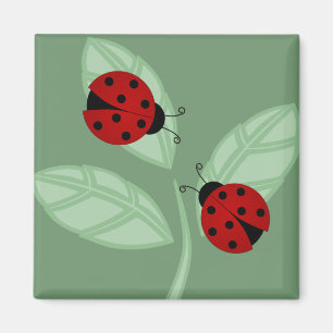 Ladybugs on Blätter Magnet