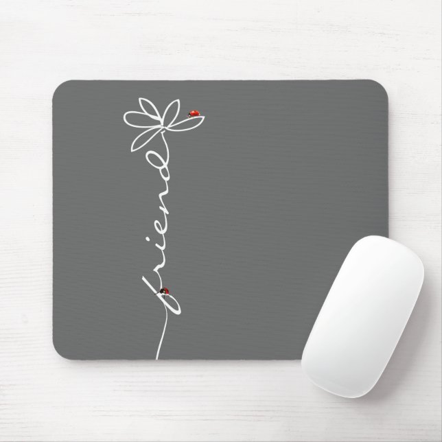 Ladybugs on Doddle Daisy on Grey Mousepad (Mit Mouse)