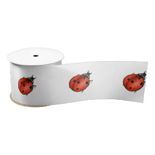 Ladybugs on White Satinband