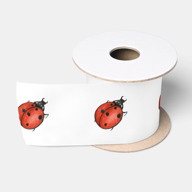 Ladybugs on White Satinband (Spule)