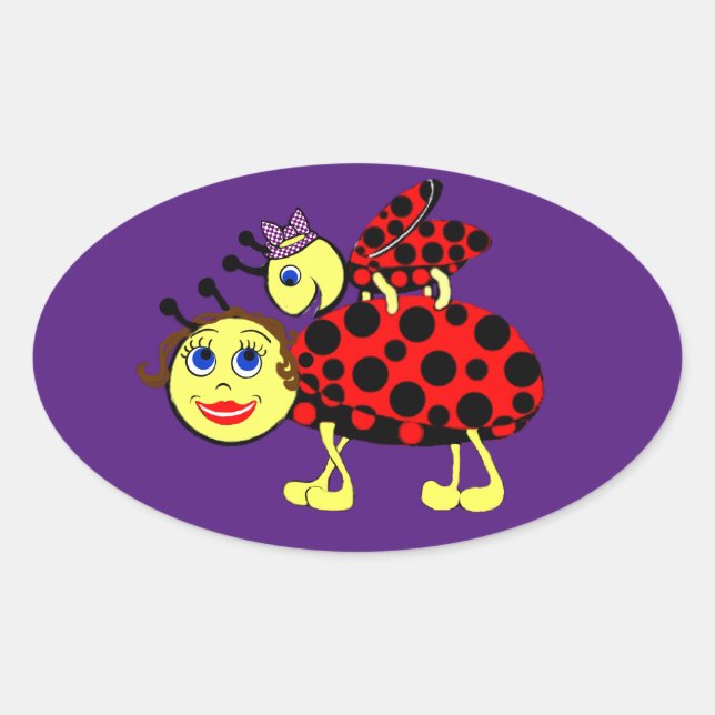 Ladybugs Ovaler Aufkleber (Vorderseite)