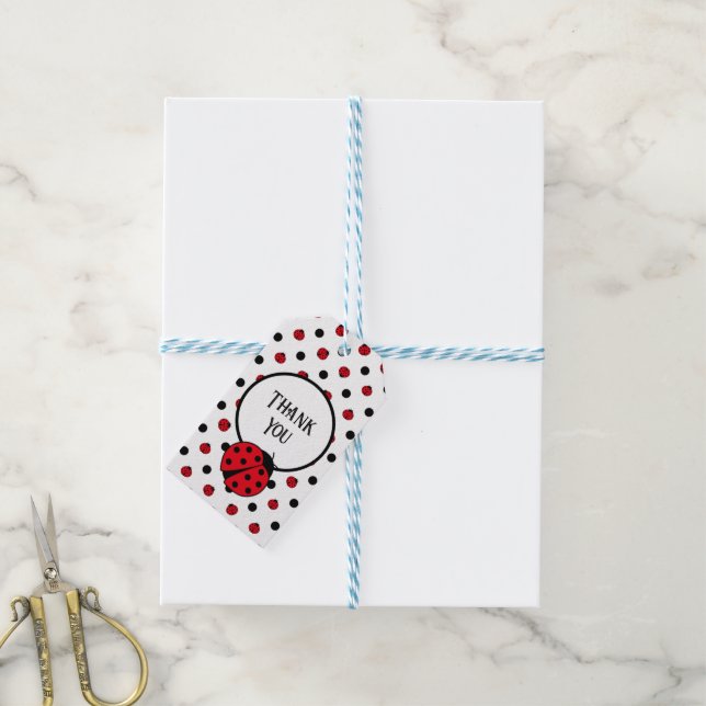 Ladybugs retro polka dots geschenkanhänger (Mit Garn)
