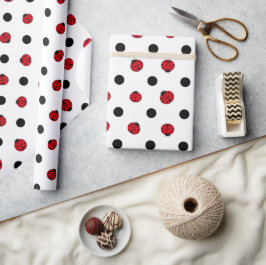 Ladybugs retro polka dots geschenkpapier