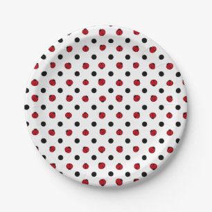 Ladybugs retro polka dots pappteller