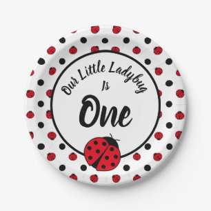 Ladybugs Retro-Polka-Punkte-Papier-Teller Pappteller