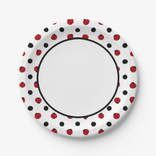 Ladybugs Retro-Polka-Punkte-Papier-Teller Pappteller