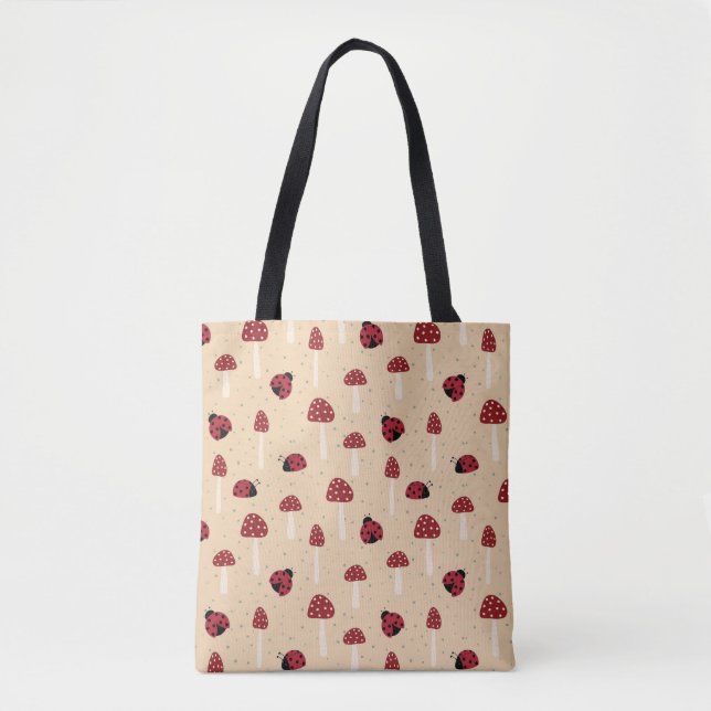 Ladybugs und Rote Pilze Tasche (Vorderseite)
