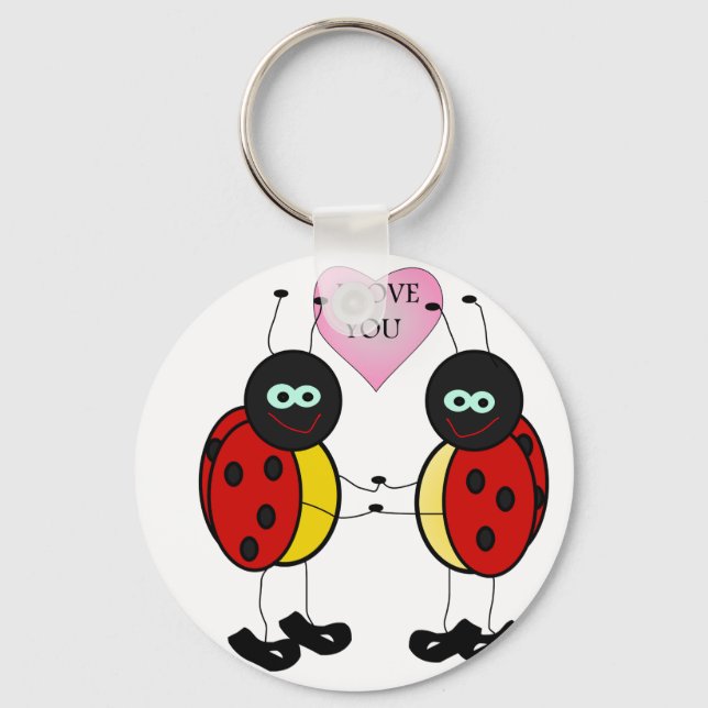 Ladybugs zusammen halten Händchen in der Liebe Schlüsselanhänger (Vorderseite)