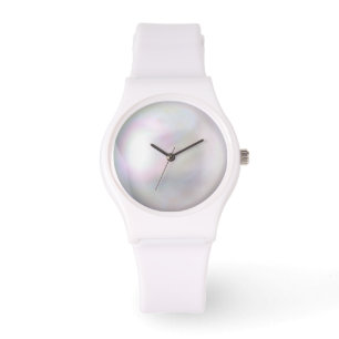 Ladys ALL White Silicone eWatch W/Imitate Pearl Fa Armbanduhr