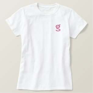 Ladys Angepasst Polo w Pink Logo