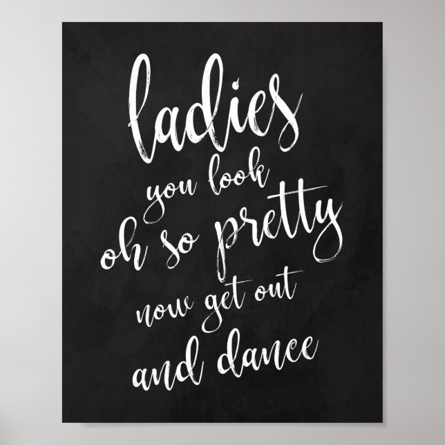 Ladys Bathroom Chalboard 8x10 Hochzeitszeichen Poster (Vorne)
