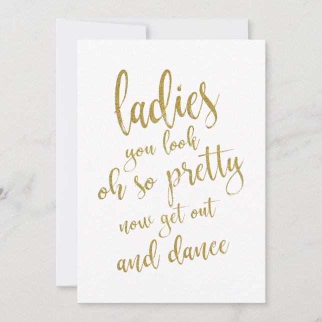 Ladys Bathroom Gold - erschwingliches Hochzeitszei Einladung (Vorderseite)