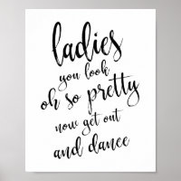 Ladys Bathroom Gold Glitzer 8x10 Hochzeitszeichen