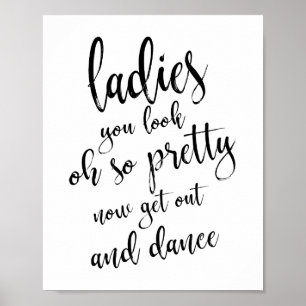 Ladys Bathroom Gold Glitzer 8x10 Hochzeitszeichen Poster