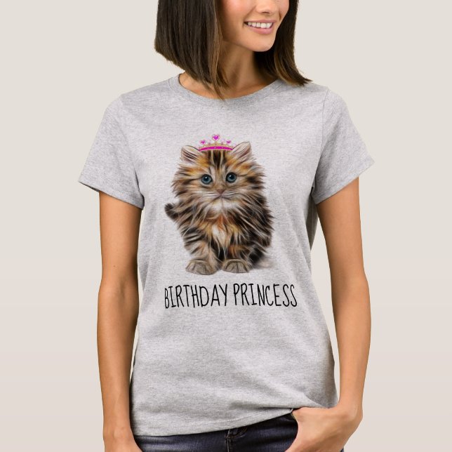 Ladys Birthday Cat T - Shirt, PRINCESS T-Shirt (Vorderseite)