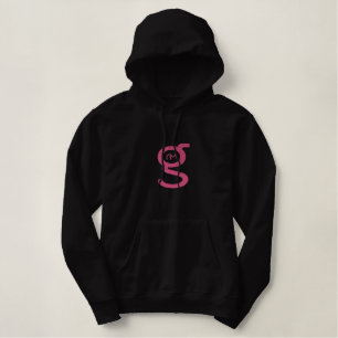 Ladys Black Hoodie w Pink Logo Bestickter Hoodie