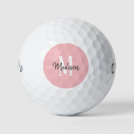 Ladys Blush Pink Script Monogram Name Golfball