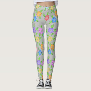 Ladys Colorful Flower Leggings