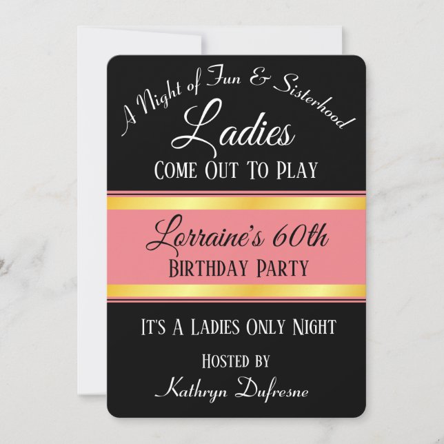 "Ladys Come out to Play" Geburtstag Einladung (Vorderseite)