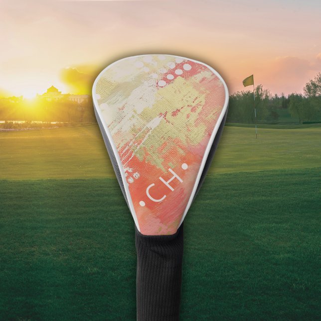Ladys Custom Initial Modern Abstrakt Coral Pink Golf Headcover (Von Creator hochgeladen)