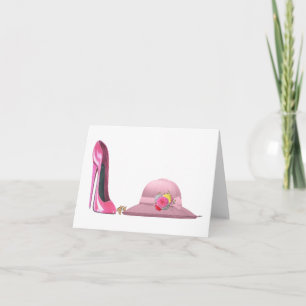 Ladys Day! Rosa Stiletto-Schuh und Hutkunst Karte