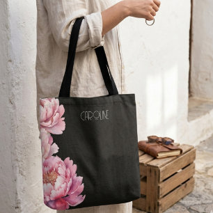 Ladys Elegant Pink Peonies Floral Boho Niedlich Tasche