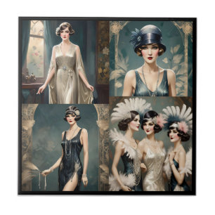 Ladys Fashion Foto Collage der 20er Jahre, Fliese