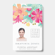 Ladys Floral Identification Plastic I.D