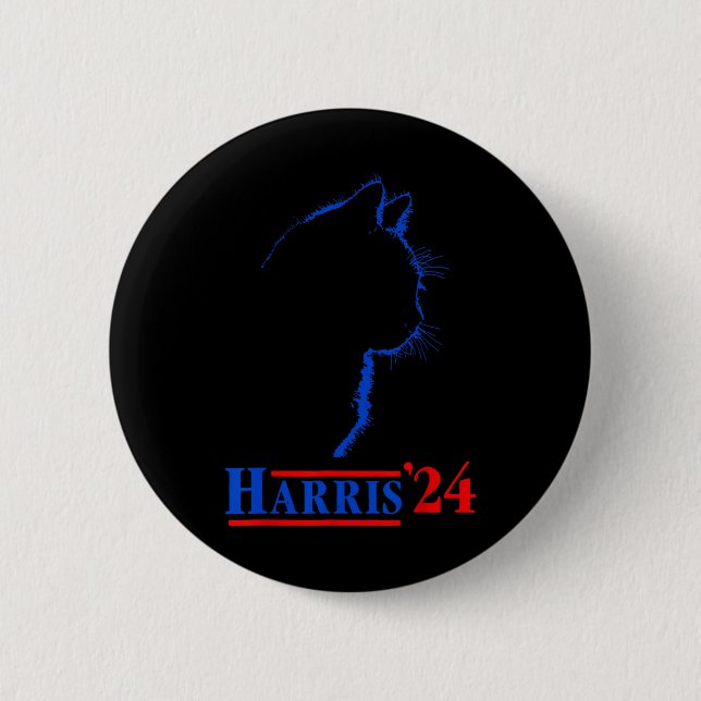 Ladys for Kamala Funny Cat 2024 Präsident Kamala Button (Vorderseite)