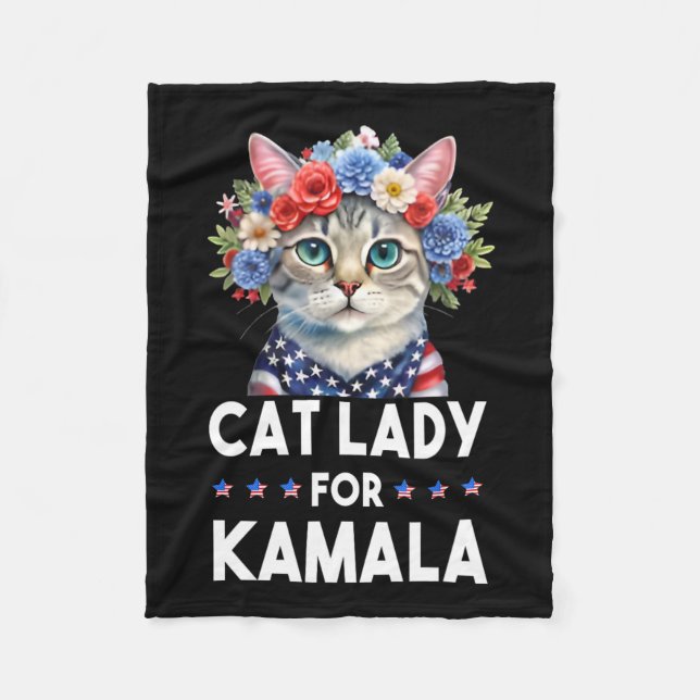 Ladys for Kamala Funny Cat 2024 Präsident Kamala-K Fleecedecke (Vorderseite)