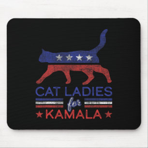 Ladys for Kamala Funny Democrat Cat For Cat Lady Mousepad