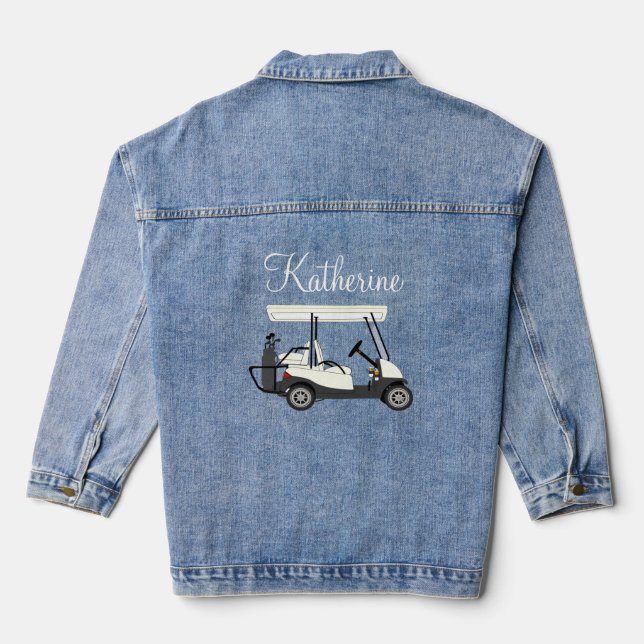 Ladys Golf Golfer Cart Personalisiert Denim Jacket Jeansjacke (Rückseite)