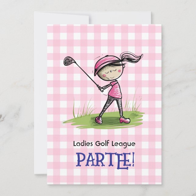 Ladys Golf League Celebration Cartoon Einladung (Vorderseite)