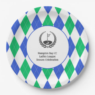 Ladys Golf League Raute Muster Party Plate Pappteller