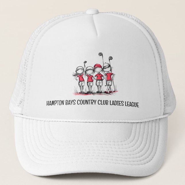 Ladys Golf League RED Hat - Clubname Truckerkappe (Vorderseite)