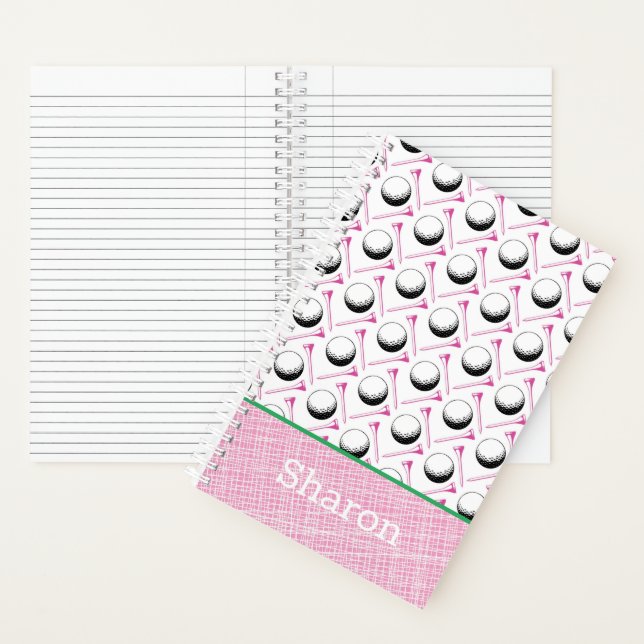 Ladys Golf Pink Green White Balls T-Shirts Name Notizbuch (Innen)