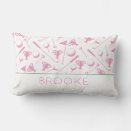 Ladys Golf Pink Green White Preppy NAME Classic Lendenkissen
