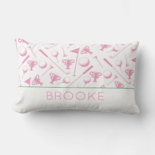 Ladys Golf Pink Green White Preppy NAME Classic Lendenkissen
