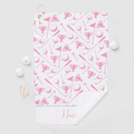 Ladys Golf Pink Green White Preppy NAME Spaß Golfhandtuch