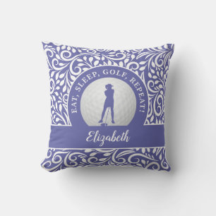 Ladys Golf Silhouette Modernes Muster Lila Kissen