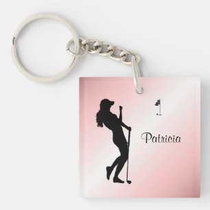 Ladys Golfer Personal Pink Schlüsselanhänger