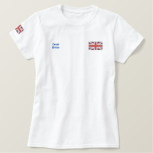 Ladys Great Britain British Flag Besticktes T-Shirt