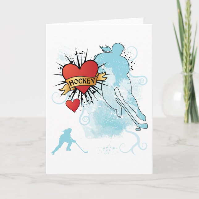 Ladys Hockey Heart Tattoo Karte (Vorderseite)